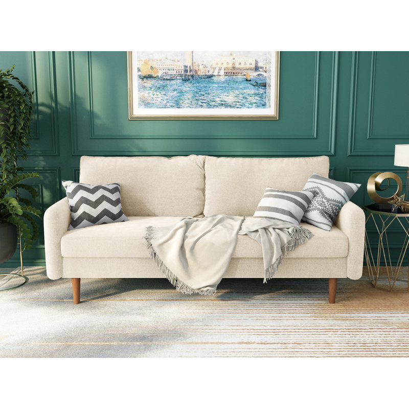 Cococon 70'' Upholstered Loveseat Sofa, Beige Velvet