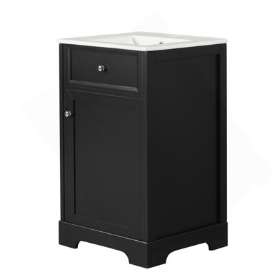 20" Bathroom Vanity With Sink, Bathroom Cabinet With Soft Closing Door, Storage Rack And Adjustable Shelve, Black