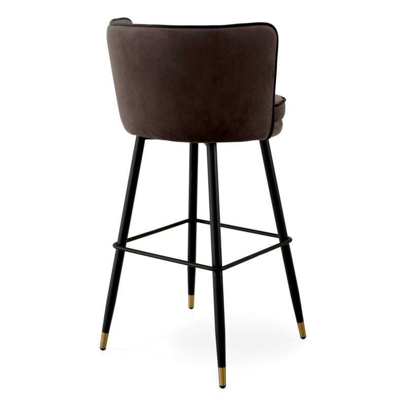 Bar Stool Grenada Velvet, Bar Stool (31.1" Seat Height), Savona Gray