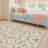 Washable 5x7ft Light Pink Boho Rug - Insect & Nature Print Nursery Carpet, Soft Floor Decor For Girls Bedroom, Playroom, Living Room
