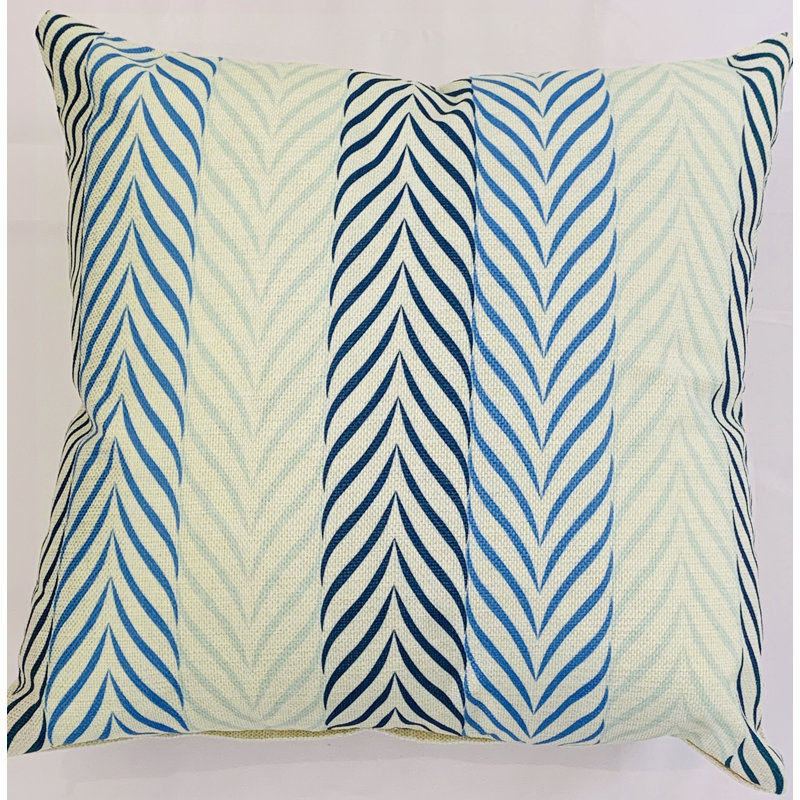 Woolhorpe Indoor / Outdoor Chevron Square Throw Cushion Cover, Blue/Beige