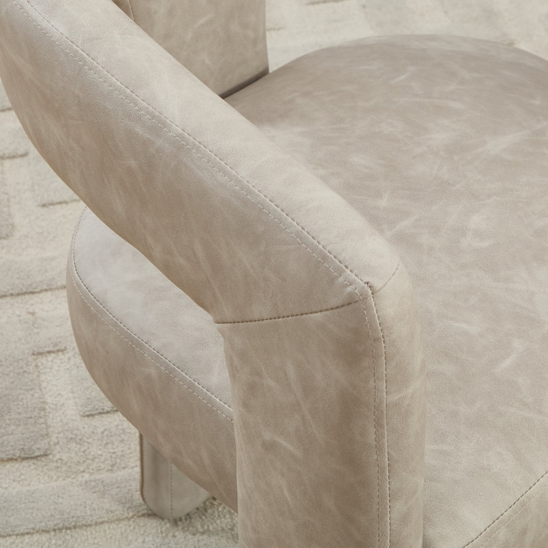 Modern Upholstered No Assembled Barrel Dining Chair, Gray
