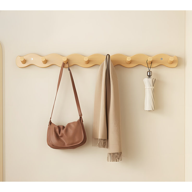 Wall Mounted Coat Rack With Hooks, Space Saving Wall Hanging Organizer For Hats, Coats, Towels And Bags, Durable Bathroom And Entryway Storage Solution8 Hooks