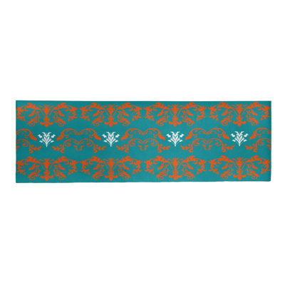 Tapis de couloir damassé bleu