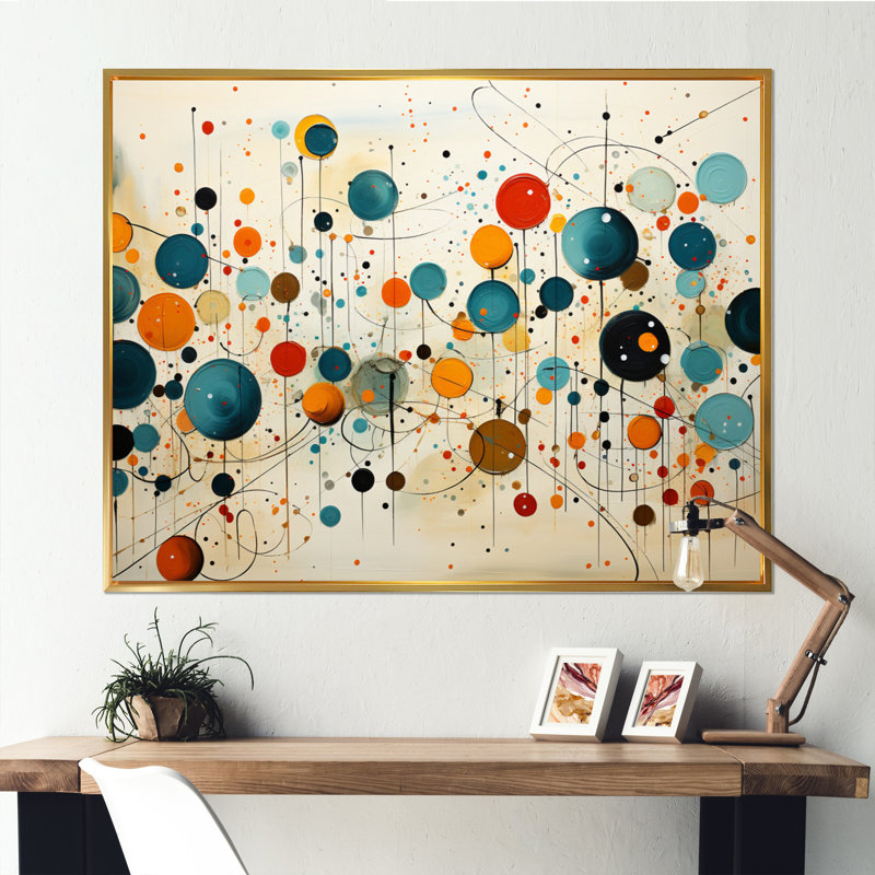 «Green Green Beige Mid Century Abstract Retro IV - Abstract Midcentury Large, art mural», H 30 po x l 40 po, Doré