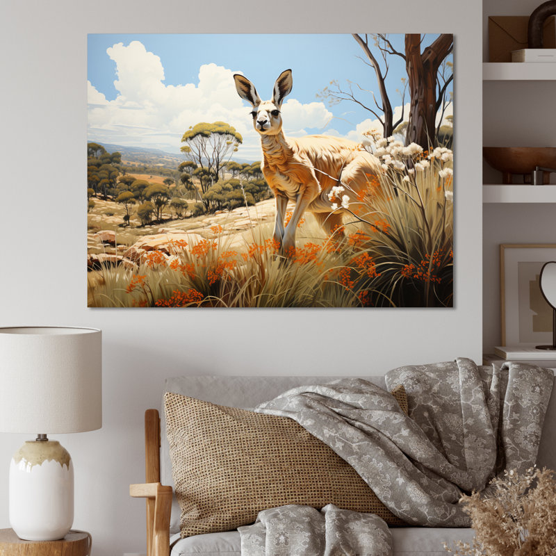Kangaroo Bound Pastoral I - Animals Canvas Prints, 30" H x 40" W, Toile tendue