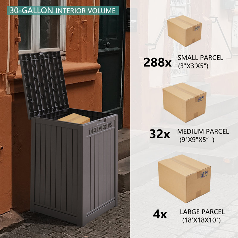 Boîte verrouillable à livraison sécurisée pour véranda ou bureau Olilawn - 48 gallons, Kaki