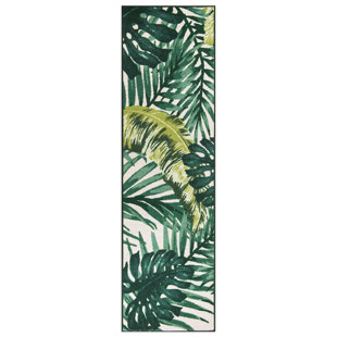 Contemporary Tropical Floral Leaves Non Slip Area Rug