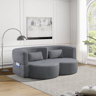Canapé-lit pliant, canapé de plancher, canapé-lit futon double rembourré en mousse et rembourré de mousse, adapté pour le salon, les invités, le bureau et l’appartement (gris)