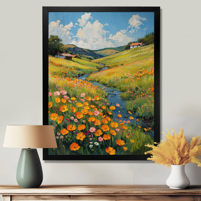 «Yellow Wildflower Summer Meadow Breeze II - Wildflowers», reproduction d'art murale