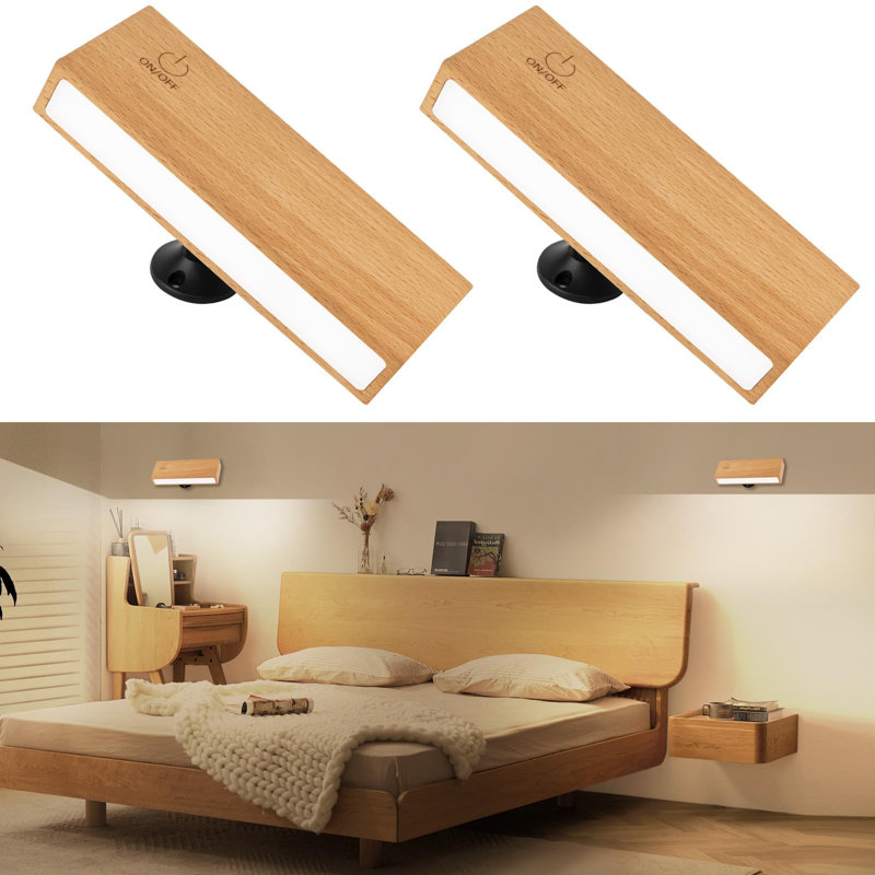 Wall Sconces Set of Two - Wireless Wall Lights for Bedroom