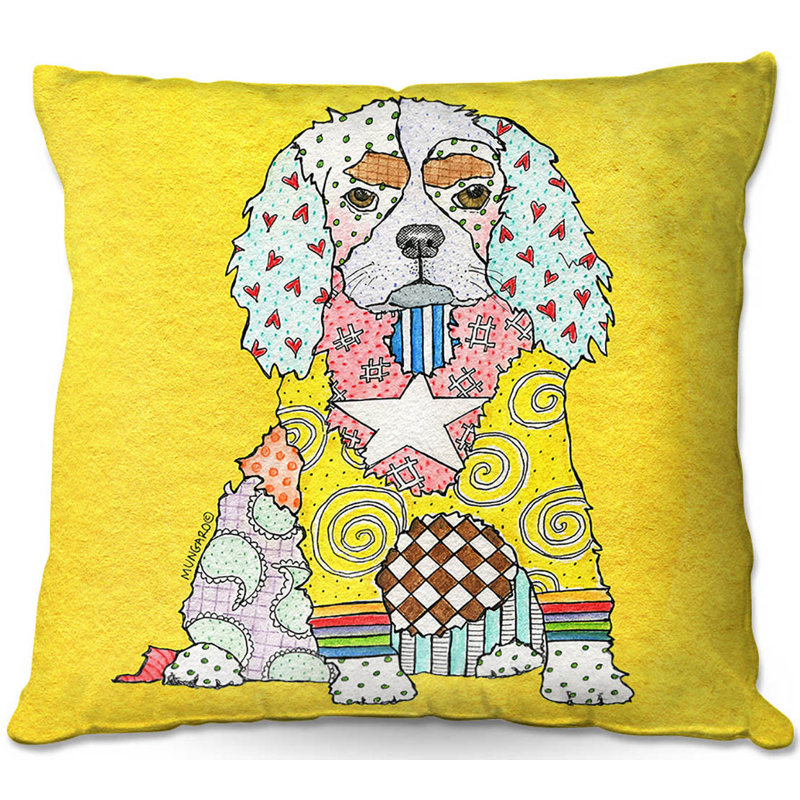  Coussin Couch King Charles Spaniel, 16 po x 1 po, Jaune