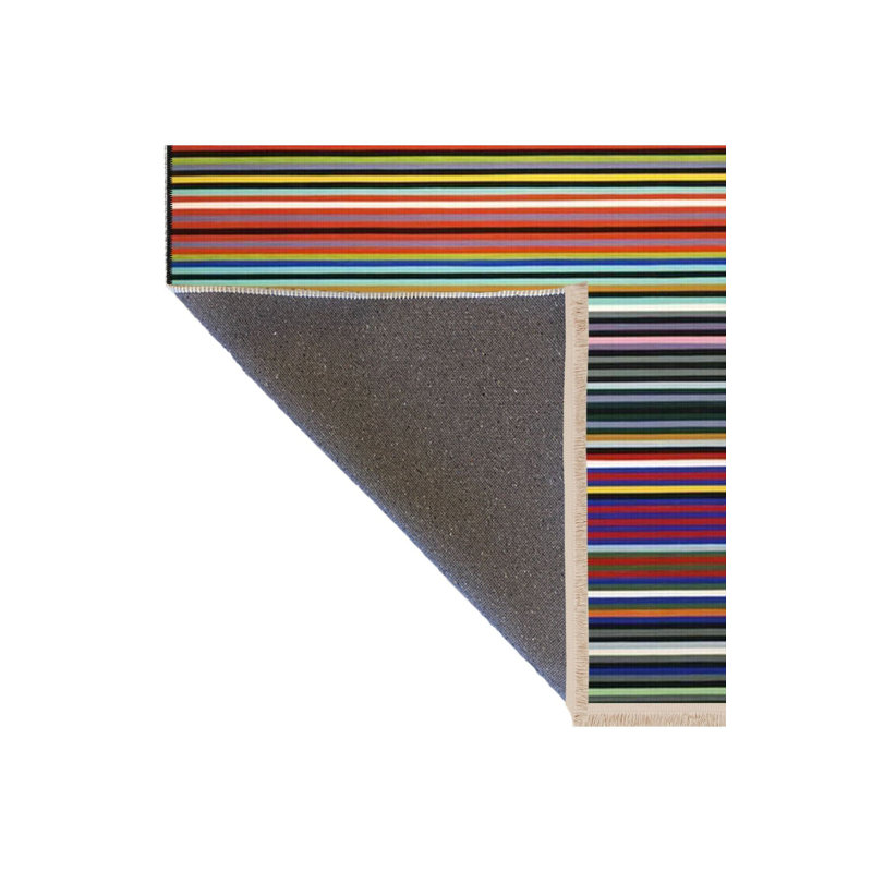 Multi Colour Line Striped Fringed Creative Modern Decorative Machine Washable Area Rug, Rectangle 3'3" x 4'11"