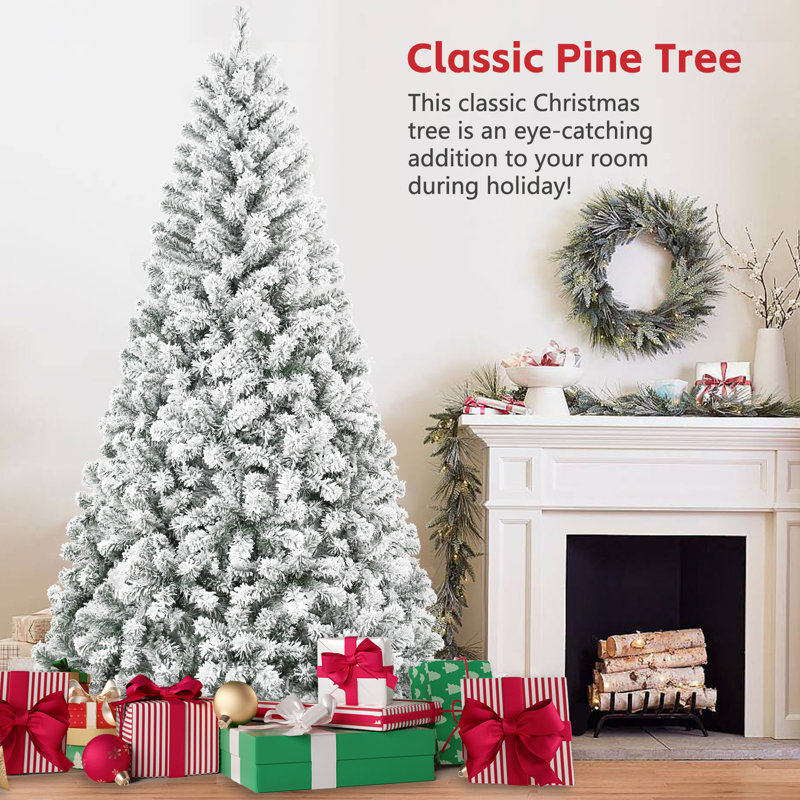 Arbre de Noël artificiel enneigé 5 pi - Arbre de Noël enneigé en PVC avec 407 pointes et support en métal