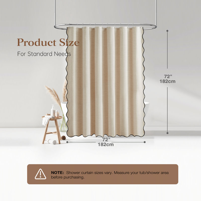Rideaux de douche Boho Linen, H 72 po x l 72 po, Crème