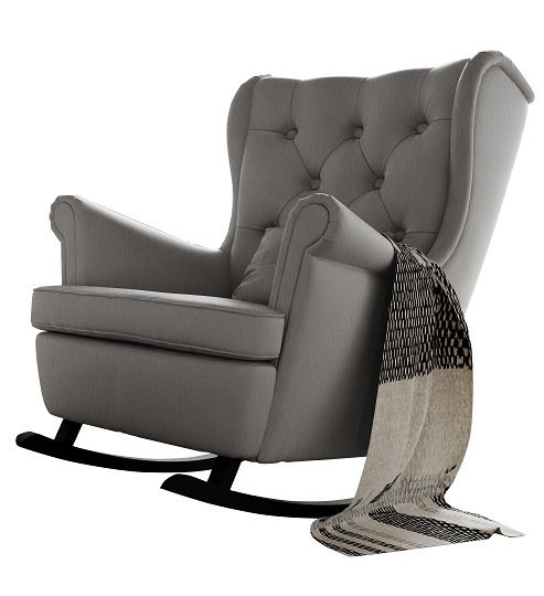 Yancheva Rocking Chair, Amor Velvet 4318 Silver Chenille