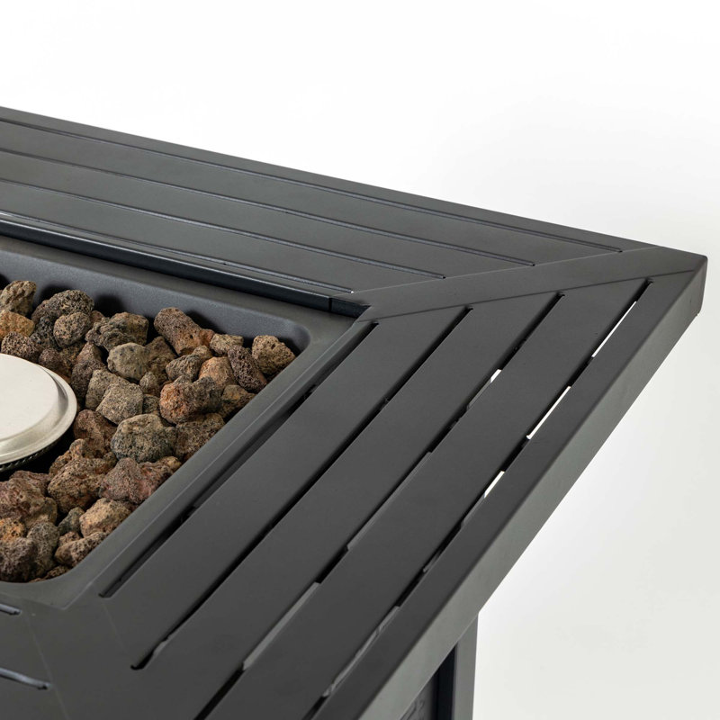 28-Inch Iron Square Propane Fire Pit Table