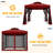 8 Ft. W x 8 Ft. D Patio Steel Soft top Double Roof Gazebo with Netting & Corner Shelves-109171335