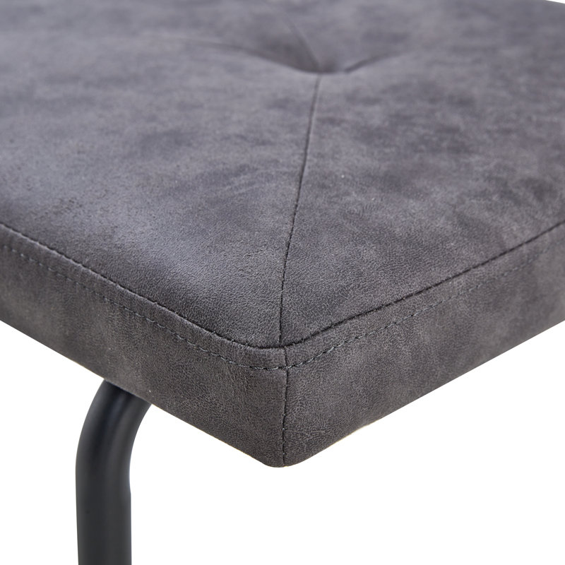 Modern Faux Leather Upholstered Bench With Metal Base, Gray