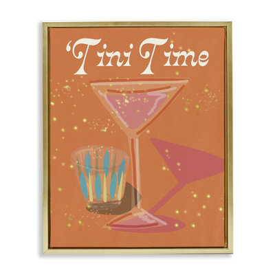 Tini Time Cocktail Framed Floater Canvas Wall Art By Jen Bucheli