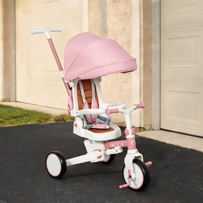 Poussettes et landaus pour l'espace extérieur, 7 po, en alliage d'aluminium rose avec rangement, rose rosé