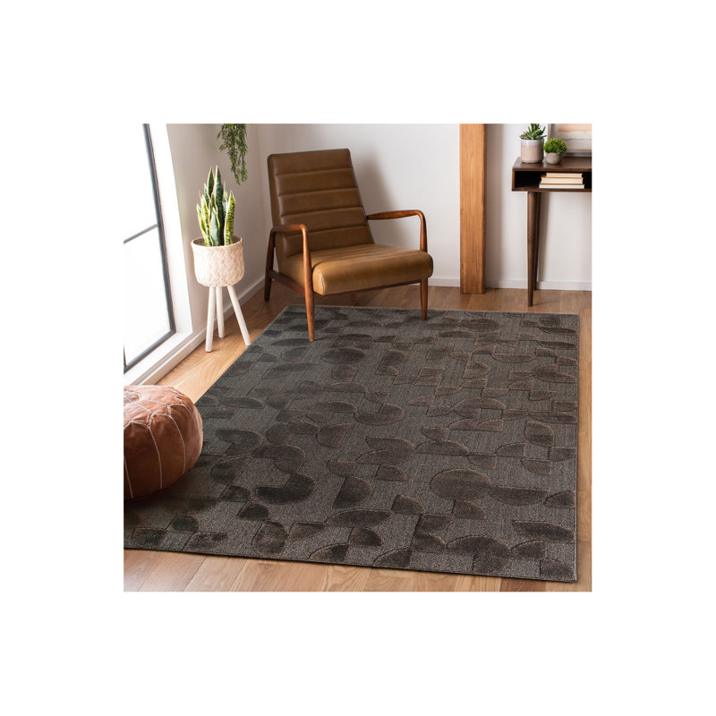 Step Collection High-Low Brown Indoor Area Rug, 9'X12', Modern, Contemporary, Geometric, Bohemian, Bedroom, Kitchen, Living Room, Non Shedding Carpet