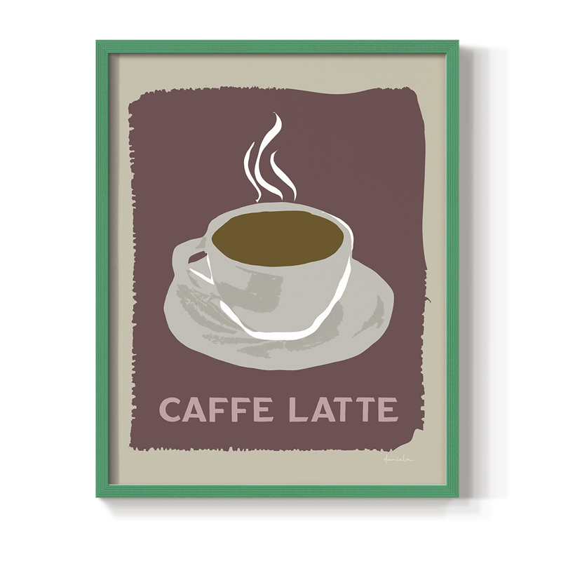 Modern Coffee III Framed Print - Solid Wood, Green, 10" H x 8" W