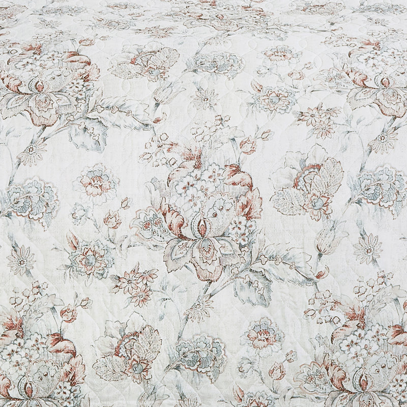 Ensemble de couvre-lit 10 pièces en microfibre à imprimé floral avec rideaux assortis au motif floral rétro neutre, grand