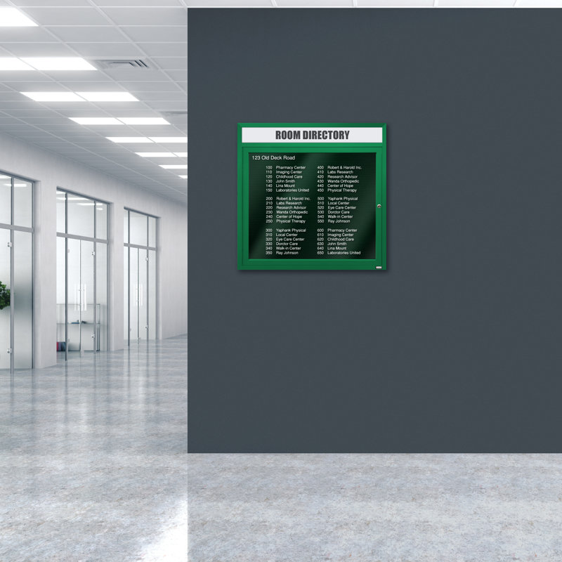 Carte à fixation murale délimitée directory cabinet, Vert thermolaqué, Un, H 36 po x l 36 po