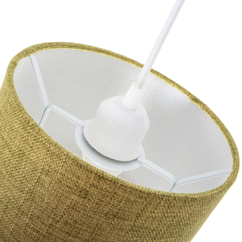 Ibiza Linen Drum Lamp Shade, Olive Green, 22cm H x 35cm W x 35cm D