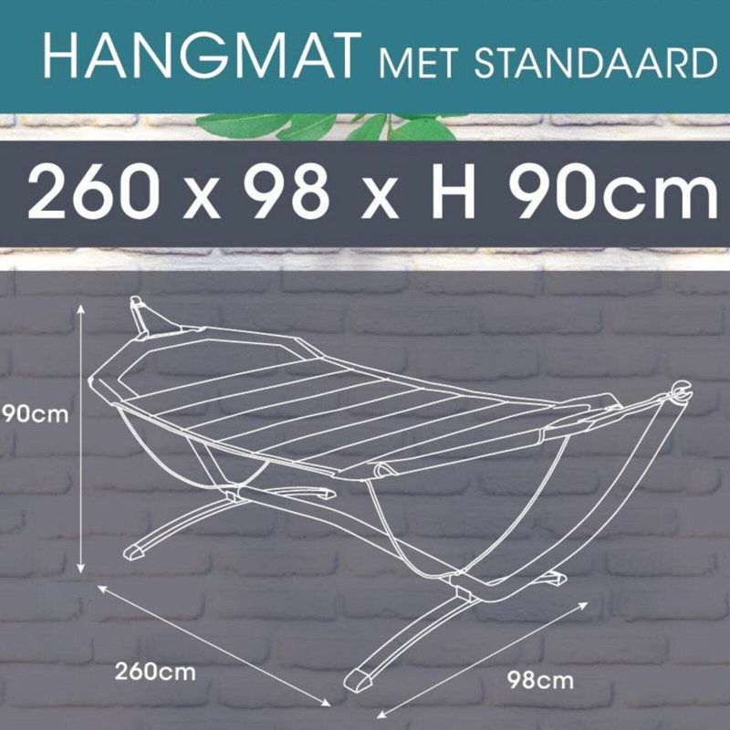Arika Hammock with Metal Base 260cm Light Grey