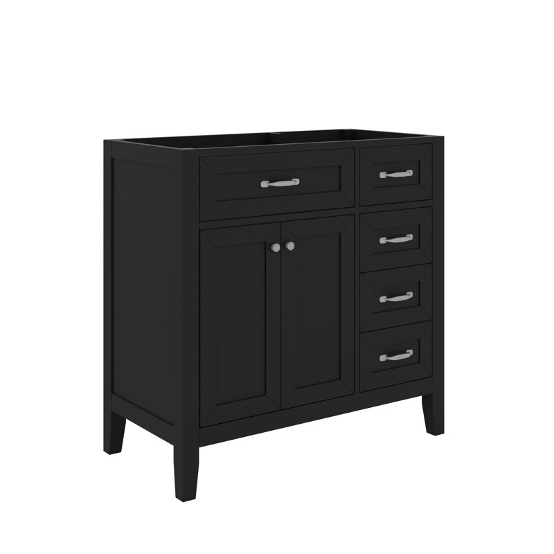 Meuble-lavabo simple 36 po avec tiroirs pratiques, Noir
