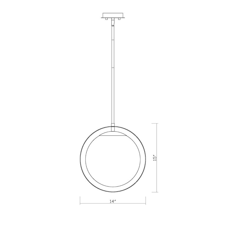 Luminaire suspendu sphère 1 lumière Chares, H 15 po x l 14,25 po x P 12 po