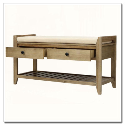 Multipurpose Entryway Storage Bench with Cushioned Seat, Drawers, and Shoe Rack