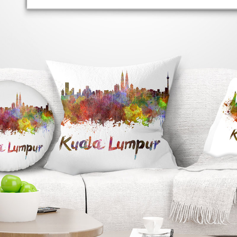 Coussin Kuala Lumpur Skyline - Cityscape, 16 po x 1 po, Coussin décoratif