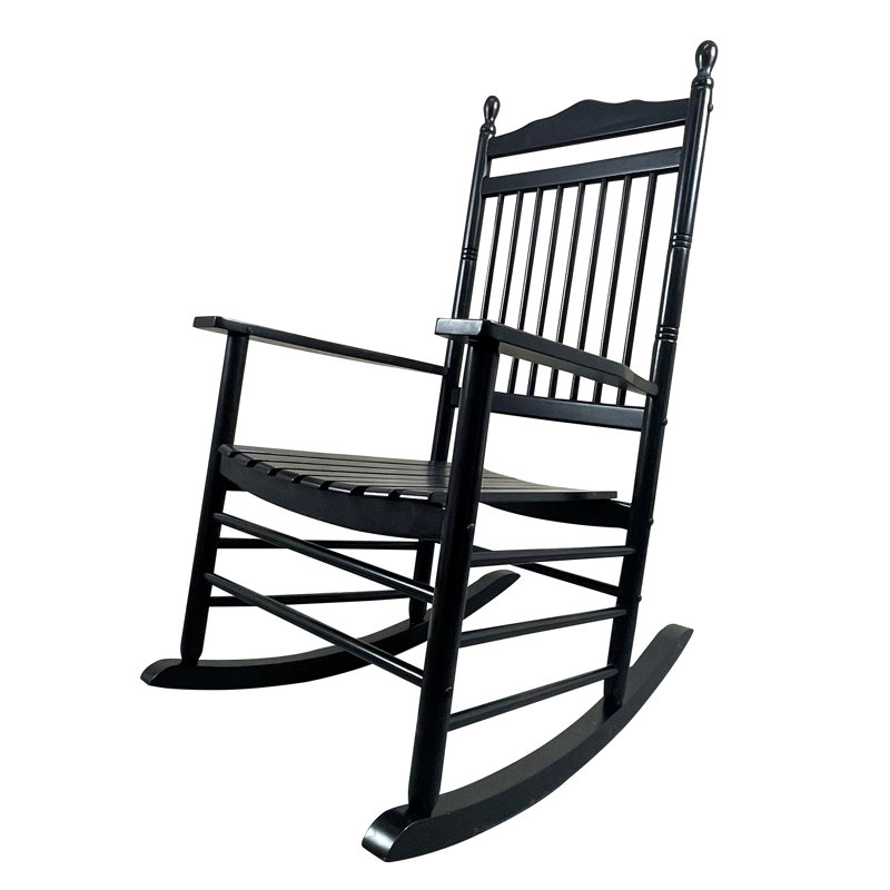 Chaise berçante à lattes à dossier à lattes, Noir