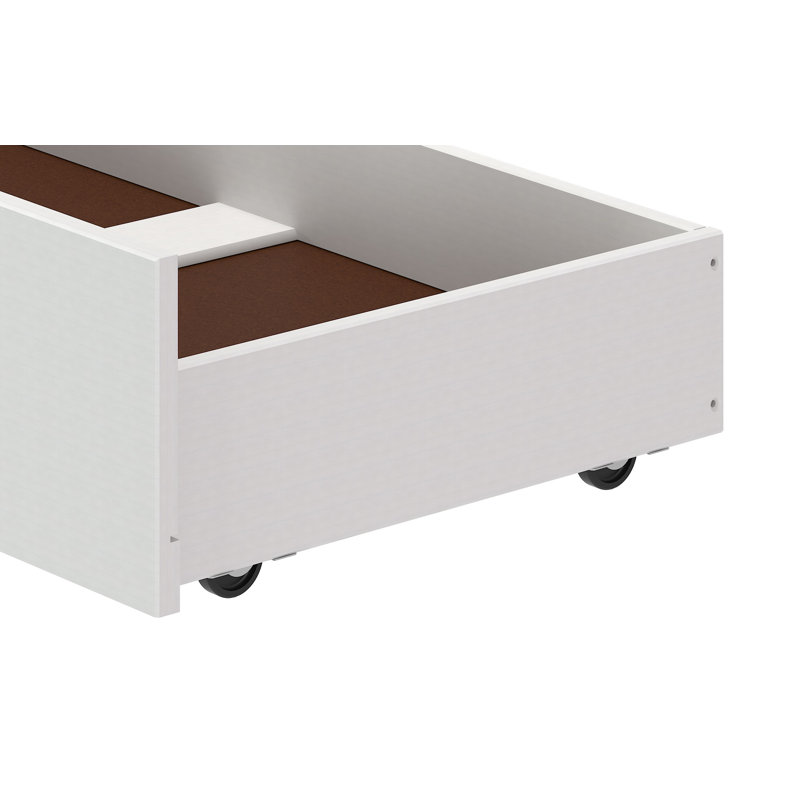 Tiroirs sous le lit en bois avec roulettes et rangement Alaterre, Blanc