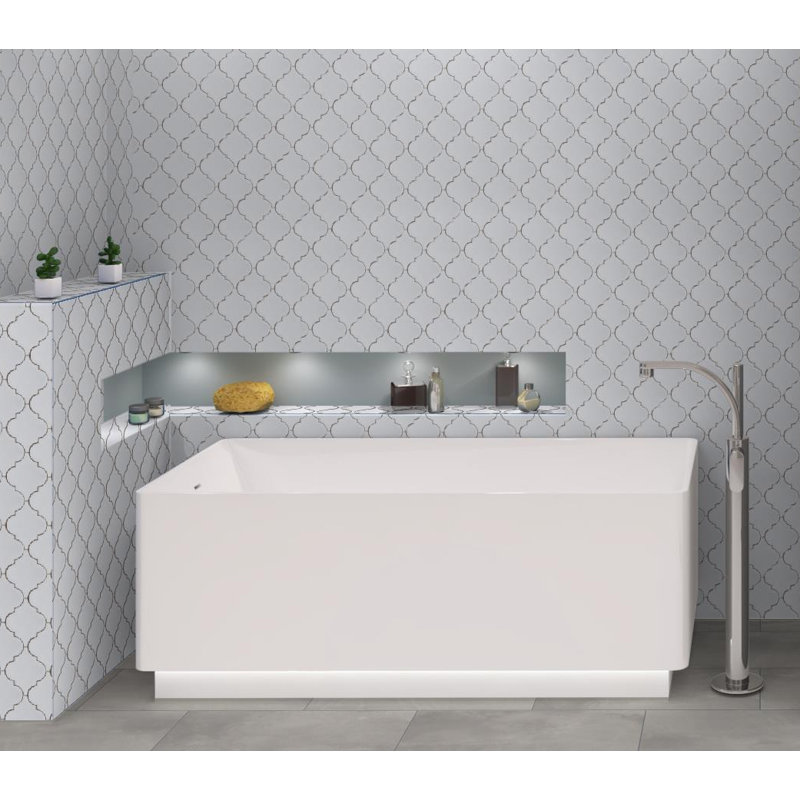 Viola 5" Arabesque Glass Wall Tile, Quentin Glossy