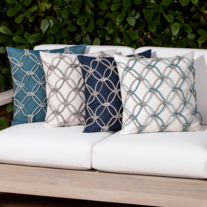 Rope Square Indoor/Outdoor Pillow Cover & Insert, Aqua