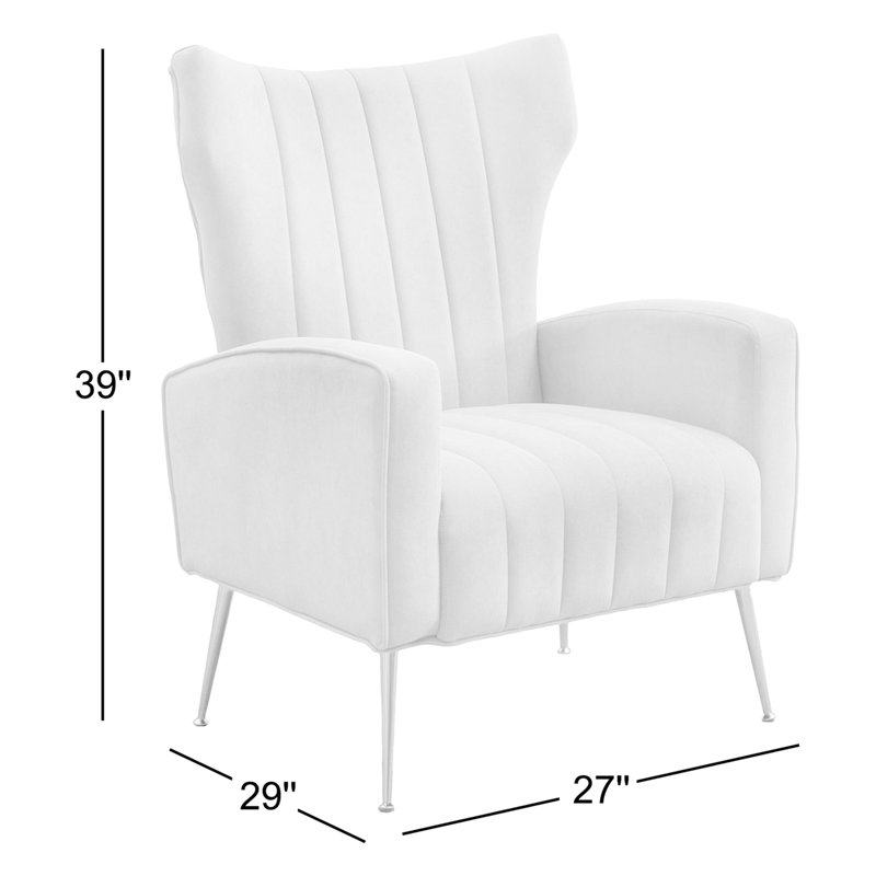 Fauteuil à oreilles en velours de 27 po de largeur Milana, Velours gris