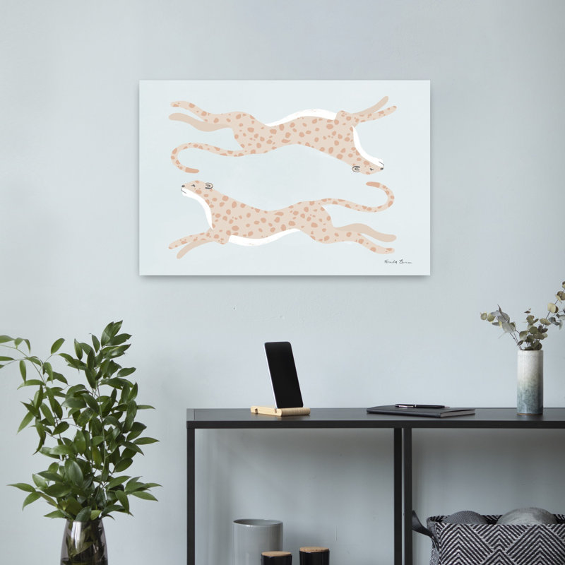 Art mural pastel guépard contemporain, H 16 po x l 24 po