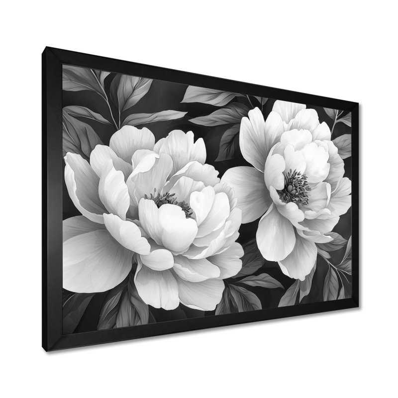 Illias pivoines en gris classique I - pivoines, art mural, Reproduction encadrée d'une seule photo, H 30 po x l 40 po