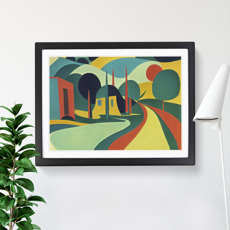 Pop Meadow Landscape Vol.2 Abstract - Framed Print, 25cm H x 34cm W x 2cm D, Black