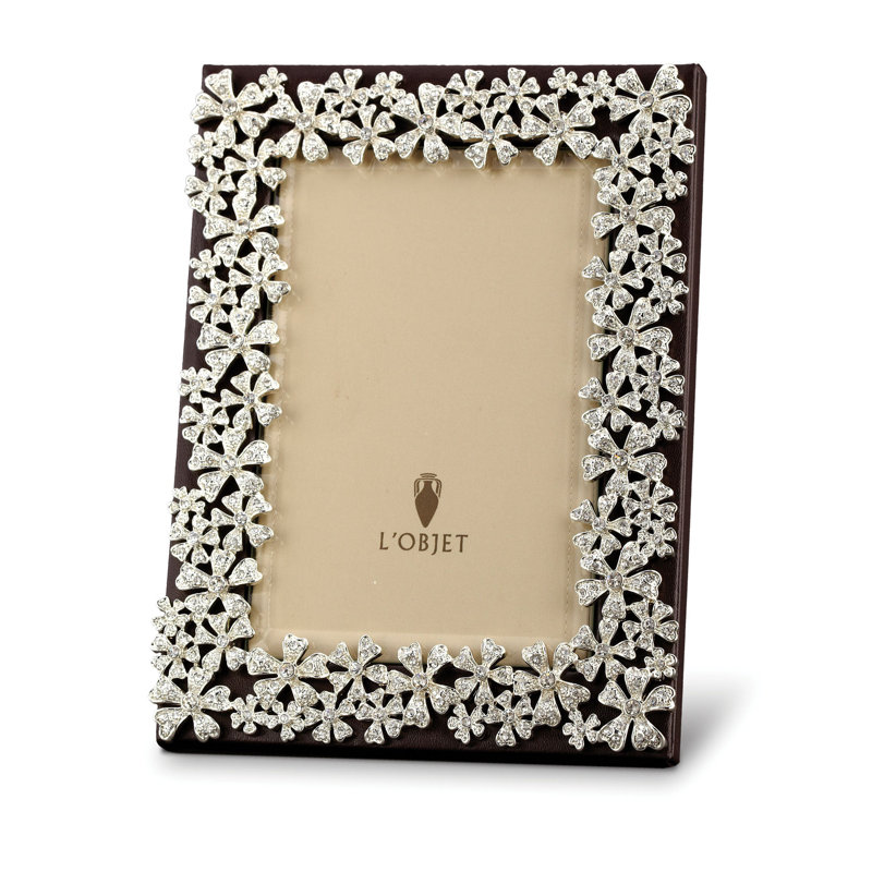 L'objet Garland Frame, Black/Platinum, Platinum Plated/Crystal, 8" W x 10" H
