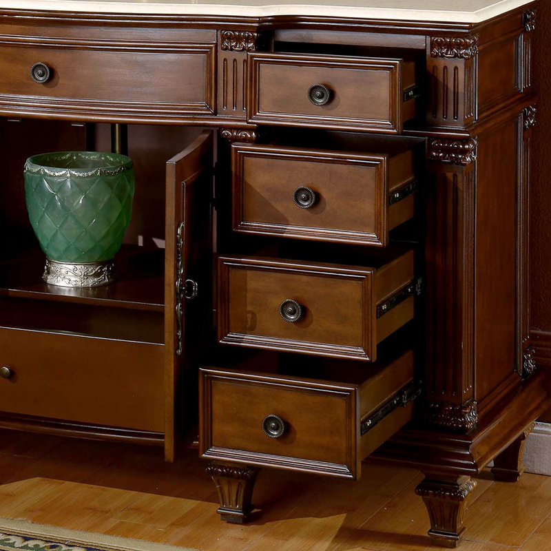 Ensemble de meuble-lavabo simple 60 po Albieris, Marbre Crema Marfil
