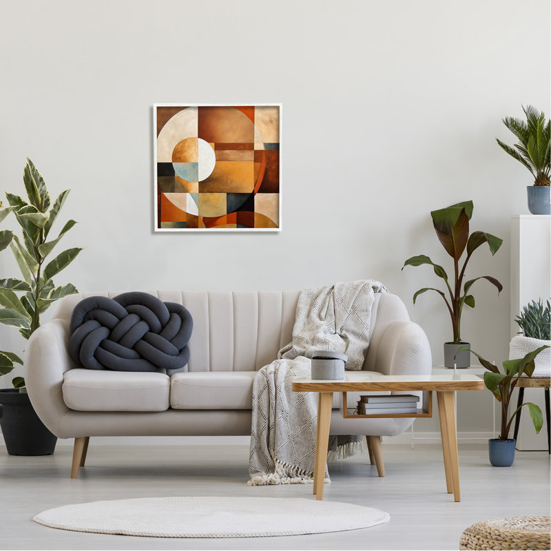 Motif de formes modernes encadré sur bois, Giclée encadrée blanc bord de mer, H 24 po x l 24 po x P 1,5 po