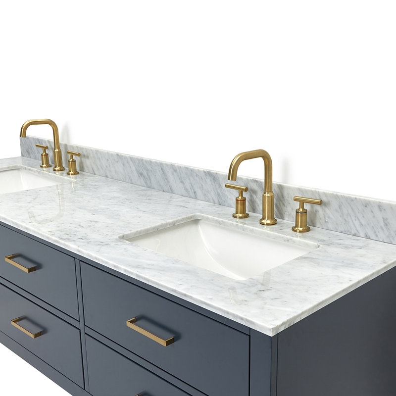 73'' W Double Vanity, Midnight Blue, Satin Brass