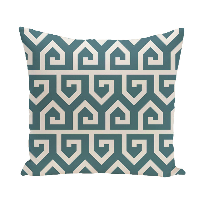 Geometric Outdoor Reversible Throw Pillow, 20" H x 20" W, Teal