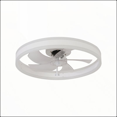 20 Inch Flush Mount Ceiling Fan with Dimmable LED Light and Remote, 3000K-6000K Adjustable, Low Profile for Bedrooms and Living Rooms, White