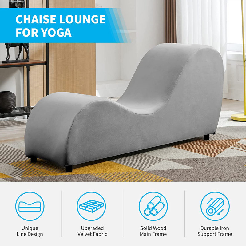 Light Gray Velvet Modern Yoga Chaise Lounge Chair